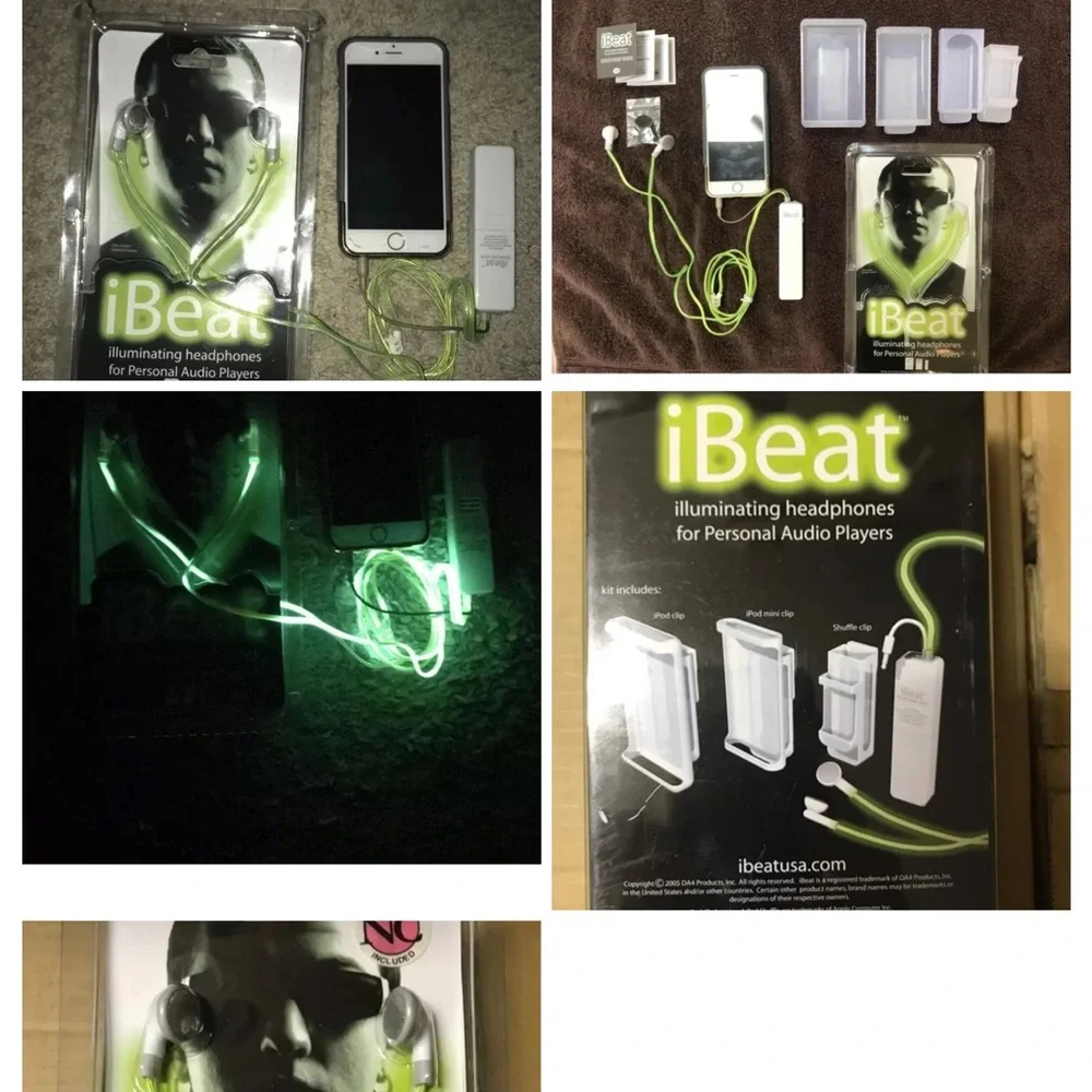 IBEAT Headphones ILLUMINATING Green made in USA NEW iBEAT Illuminatin Headphones